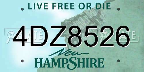 4DZ8526 New Hampshire License Plate
