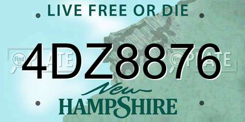 4DZ8876 New Hampshire License Plate
