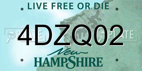 4DZQ02 New Hampshire License Plate