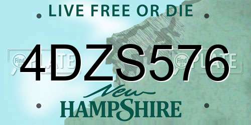 4DZS576 New Hampshire License Plate
