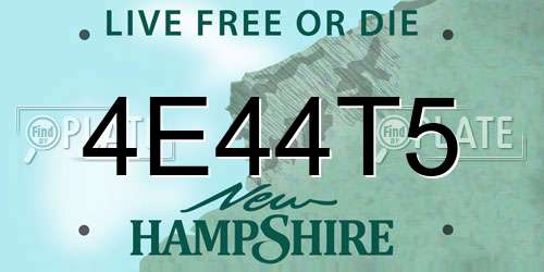 4E44T5 New Hampshire License Plate