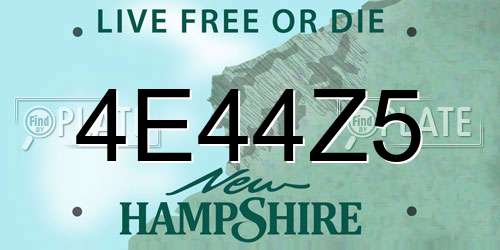 4E44Z5 New Hampshire License Plate