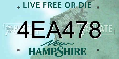 4EA478 New Hampshire License Plate