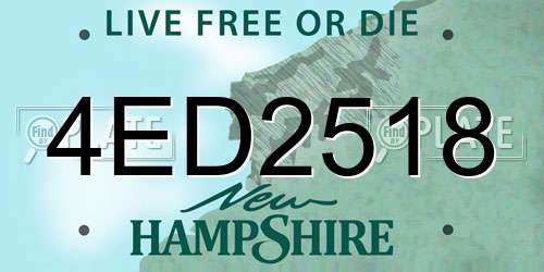 4ED2518 New Hampshire License Plate