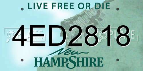 4ED2818 New Hampshire License Plate