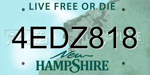 4EDZ818 New Hampshire License Plate