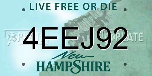 4EEJ92 New Hampshire License Plate