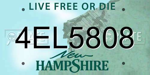 4EL5808 New Hampshire License Plate