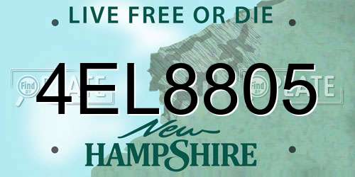 4EL8805 New Hampshire License Plate