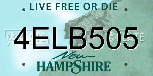 4ELB505 New Hampshire License Plate