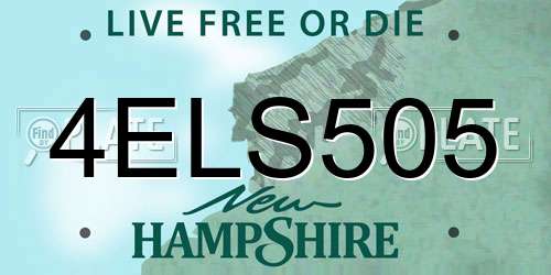 4ELS505 New Hampshire License Plate