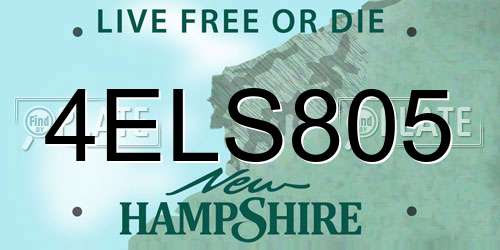 4ELS805 New Hampshire License Plate