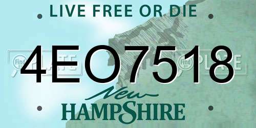 4EO7518 New Hampshire License Plate