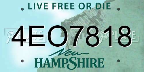 4EO7818 New Hampshire License Plate