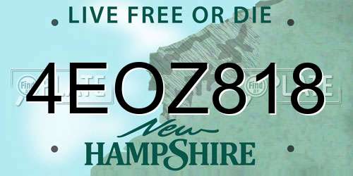 4EOZ818 New Hampshire License Plate