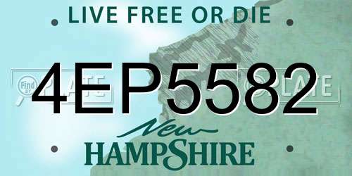 4EP5582 New Hampshire License Plate