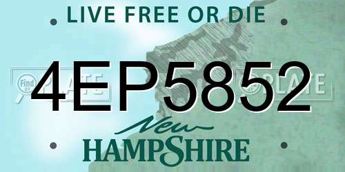 4EP5852 New Hampshire License Plate
