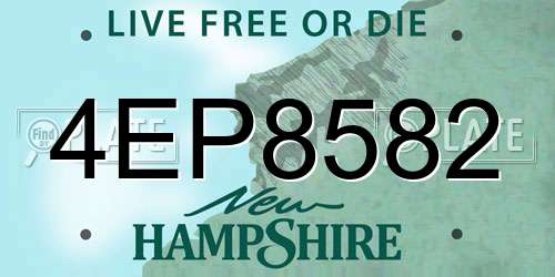 4EP8582 New Hampshire License Plate