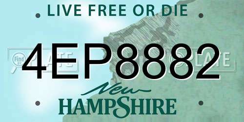 4EP8882 New Hampshire License Plate