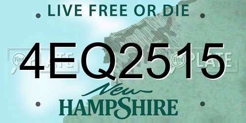 4EQ2515 New Hampshire License Plate
