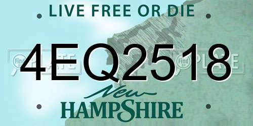 4EQ2518 New Hampshire License Plate