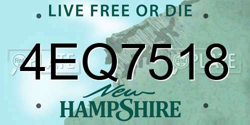 4EQ7518 New Hampshire License Plate