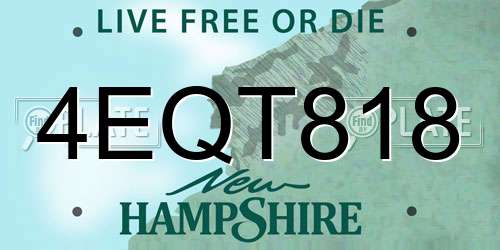 4EQT818 New Hampshire License Plate