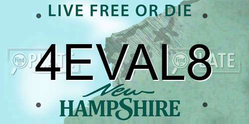 4EVAL8 New Hampshire License Plate