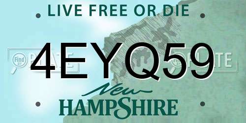 4EYQ59 New Hampshire License Plate