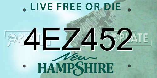 4EZ452 New Hampshire License Plate