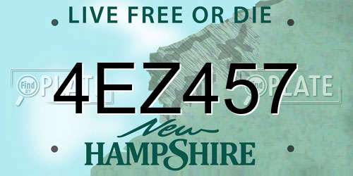 4EZ457 New Hampshire License Plate