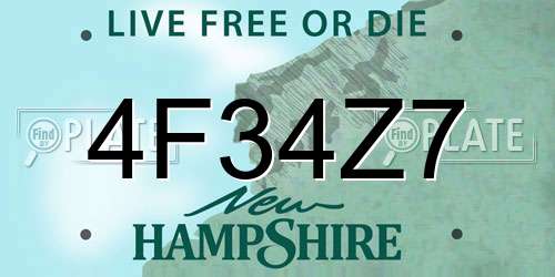 4F34Z7 New Hampshire License Plate