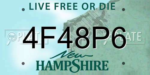 4F48P6 New Hampshire License Plate