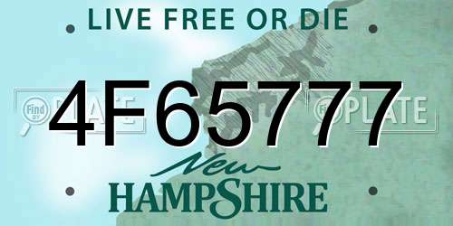 4F65777 New Hampshire License Plate