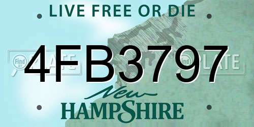 4FB3797 New Hampshire License Plate