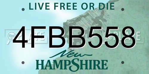4FBB558 New Hampshire License Plate