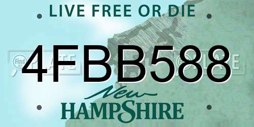 4FBB588 New Hampshire License Plate