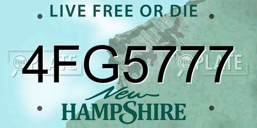 4FG5777 New Hampshire License Plate