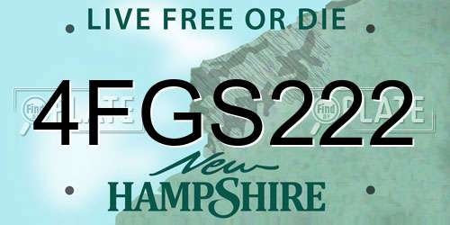 4FGS222 New Hampshire License Plate