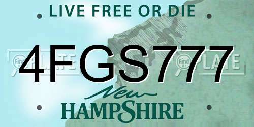 4FGS777 New Hampshire License Plate