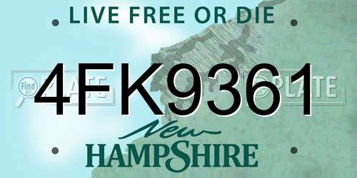 4FK9361 New Hampshire License Plate