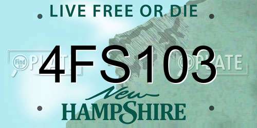 4FS103 New Hampshire License Plate