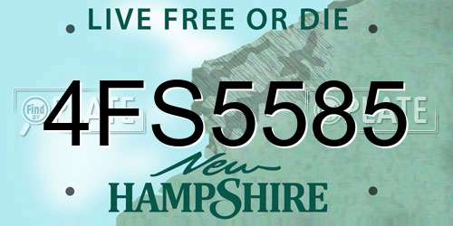 4FS5585 New Hampshire License Plate