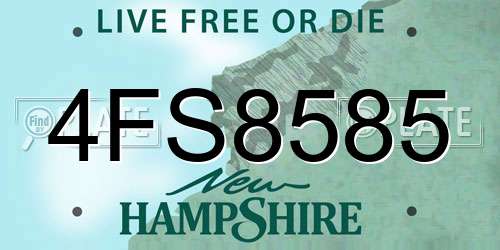 4FS8585 New Hampshire License Plate