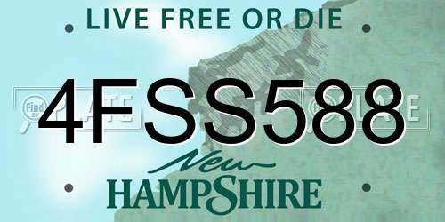 4FSS588 New Hampshire License Plate