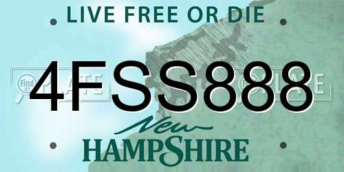 4FSS888 New Hampshire License Plate