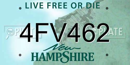 4FV462 New Hampshire License Plate