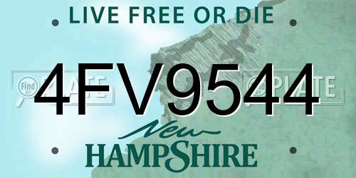 4FV9544 New Hampshire License Plate