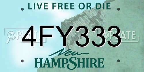 4FY333 New Hampshire License Plate