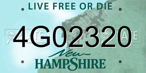 4G02320 New Hampshire License Plate